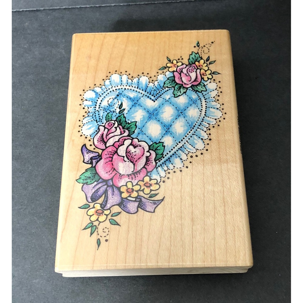 Stampendous Rubber Stamp Stitched Rose Heart P02 Valentine's Day Love Floral